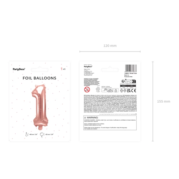 Lufi 1-es szám fólia 35 cm rózsaarany