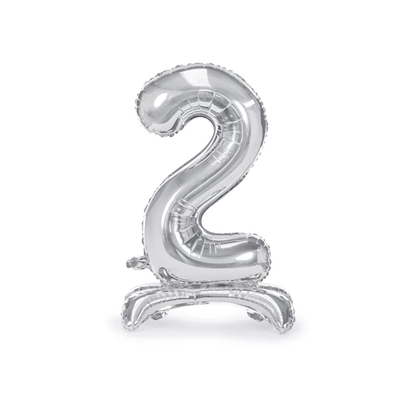 Lufi 2-es szám álló fólia 70 cm ezüst