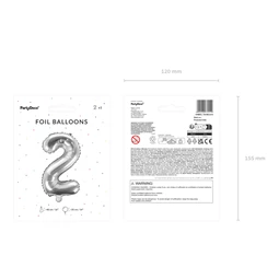 Lufi 2-es szám fólia 35 cm ezüst