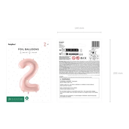 Lufi 2-es szám fólia 72 cm világos rózsaszín