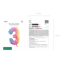 Lufi 3-as szám fólia 86 cm pasztell szivárvány