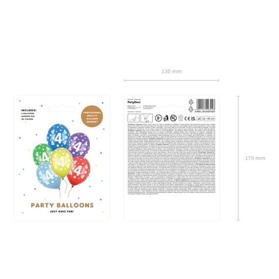 Lufi erős 30 cm 4. születésnap fémes mix S/6