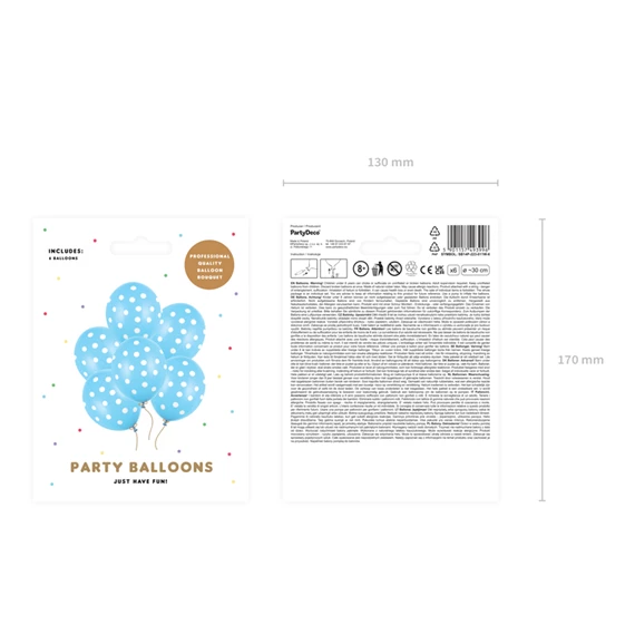 Lufi 30 cm pöttyös pasztell babakék S/6