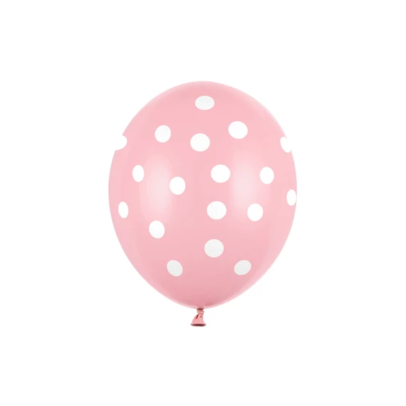 Lufi 30 cm pöttyös pasztell babarózsaszín S/6