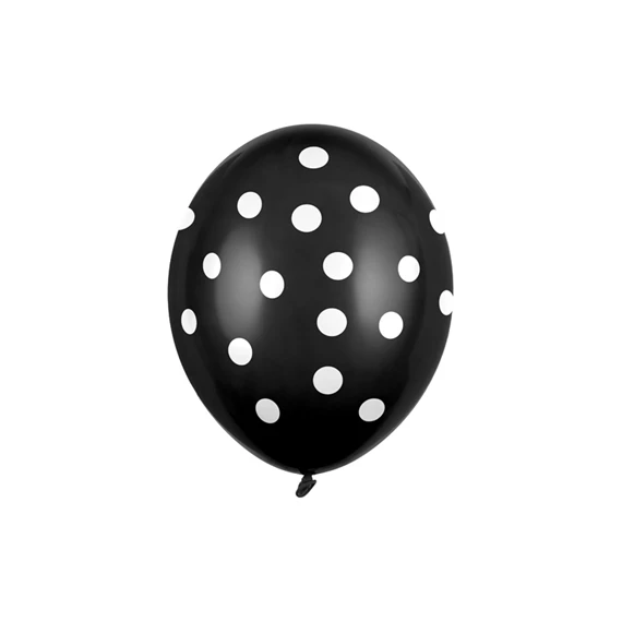 Lufi 30 cm pöttyös pasztell fekete S/6