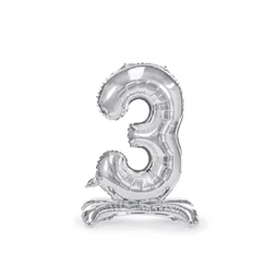 Lufi 3-as szám álló fólia 70 cm ezüst