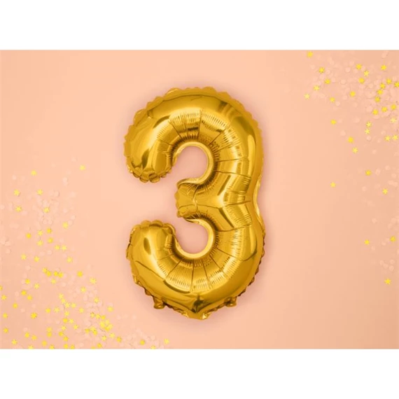 Lufi 3-as szám fólia 35 cm arany