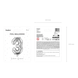 Lufi 3-as szám fólia 35 cm ezüst