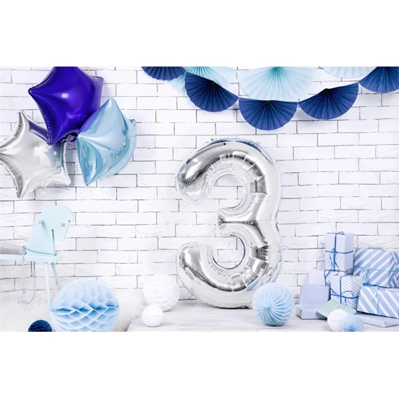 Lufi 3-as szám fólia 86 cm ezüst