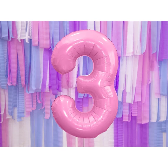 Lufi 3-as szám fólia 86 cm rózsaszín