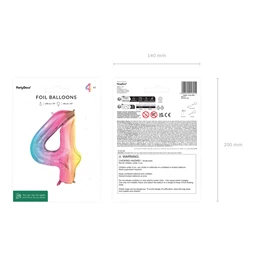 Lufi 4-es szám fólia 86 cm pasztell szivárvány