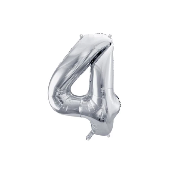 Lufi 4-es szám fólia 72 cm ezüst