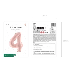 Lufi 4-es szám fólia 72 cm világos rózsaszín