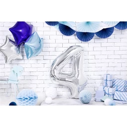 Lufi 4-es szám fólia 86 cm ezüst