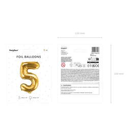 Lufi 5-ös szám fólia 35 cm arany