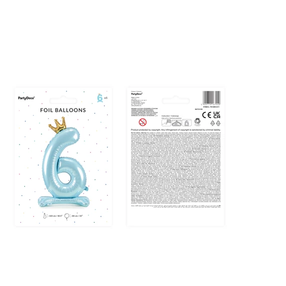 Lufi 6-os szám álló fólia 84 cm égkék