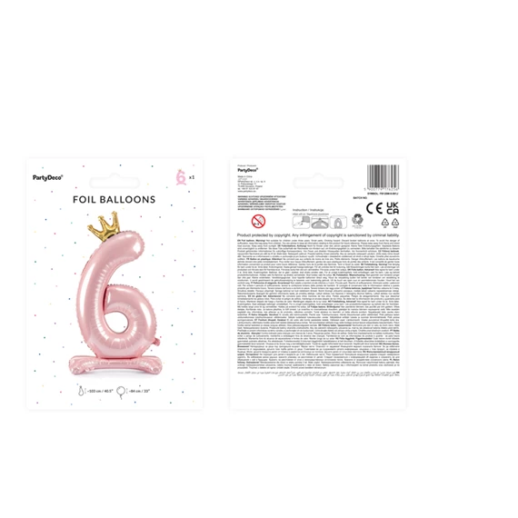 Lufi 6-os szám álló fólia 84 cm világos rózsaszín