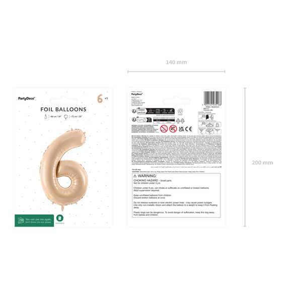 Lufi 6-os szám fólia 72 cm bézs