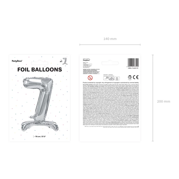 Lufi 7-es szám álló fólia 70 cm ezüst
