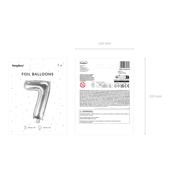 Lufi 7-es szám fólia 35 cm ezüst