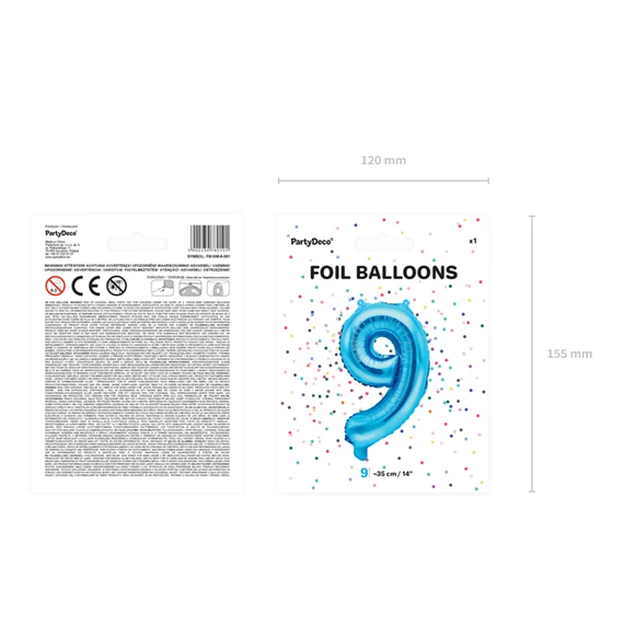 Lufi 9-es szám fólia 35 cm kék