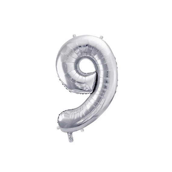 Lufi 9-es szám fólia 72 cm ezüst