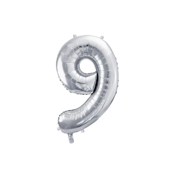 Lufi 9-es szám fólia 72 cm ezüst