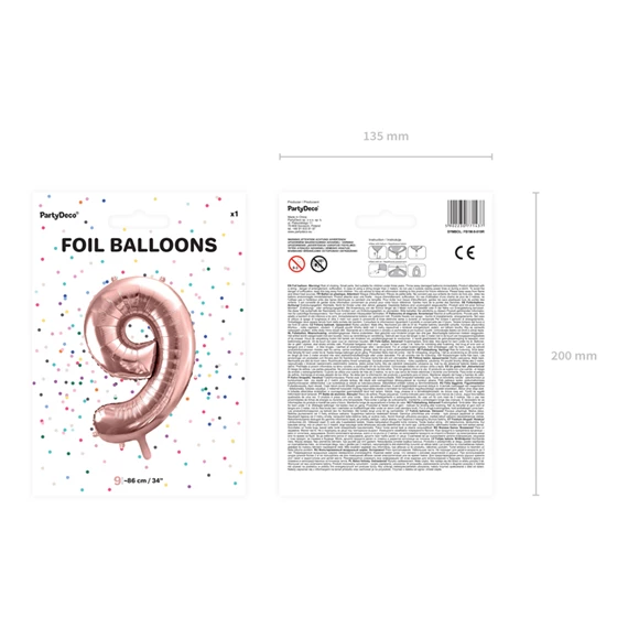 Lufi 9-es szám fólia 86 cm rózsaarany