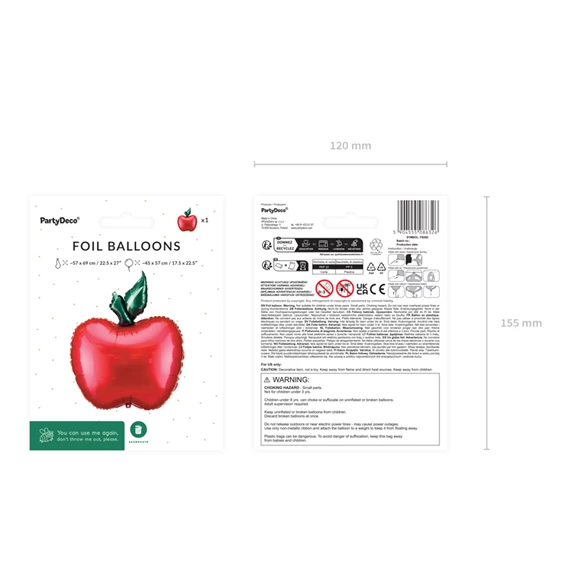 Lufi alma alakú fólia 57x69 cm vegyes