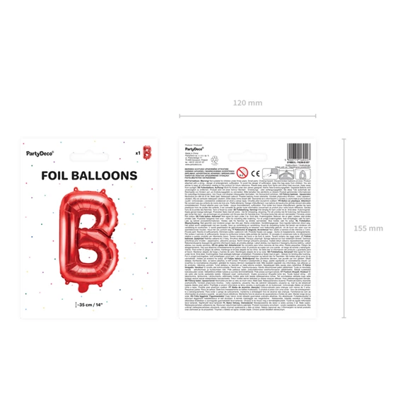 Lufi b betű fólia 35 cm piros