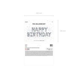 Lufi boldog születésnapot fólia 340x35 cm ezüst