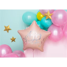 Lufi boldog születésnapot fólia 40 cm világos púderrózsaszín