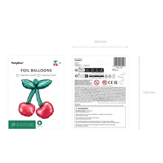 Lufi cseresznye girlandhoz 28x31 cm mix S/3