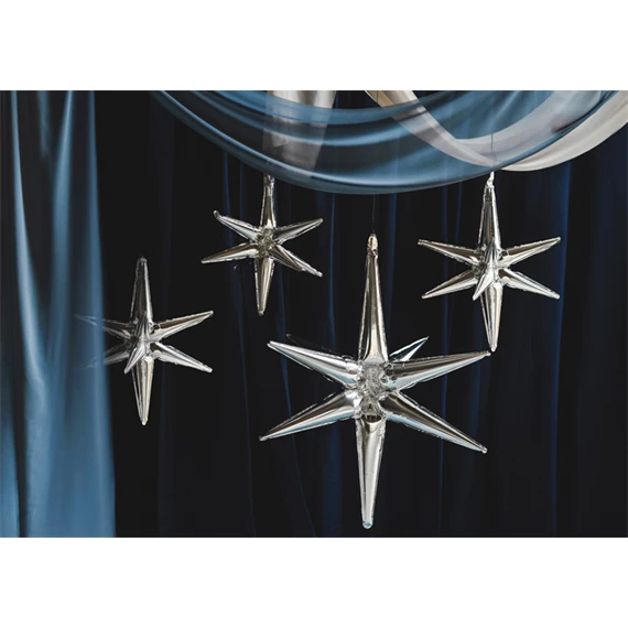 Lufi csillag 3D fólia 70 cm ezüst