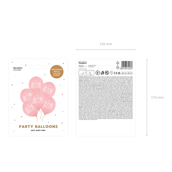 Lufi erős 30 cm boldog születésnapot P. B. rózsaszín S/6