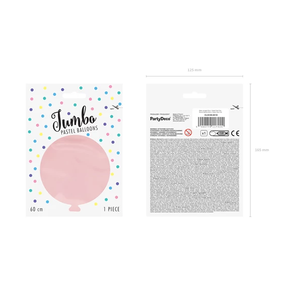 Lufi kerek 60 cm pasztell halvány rózsaszín