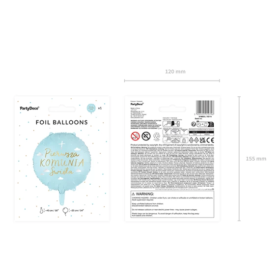 Lufi komunia święta fólia 45 cm mix