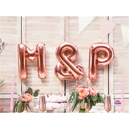 Lufi m betű fólia 35 cm rózsaarany