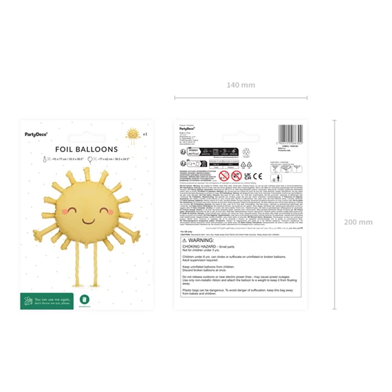 Lufi nap alakú fólia 91x77 cm sárga