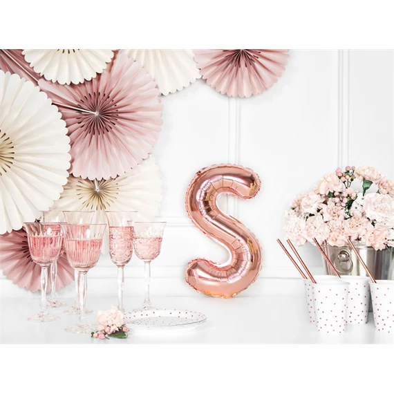 Lufi s betű fólia 35 cm rózsaarany
