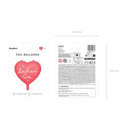 Lufi szív fólia ``Kocham Cię`` 45 cm mix