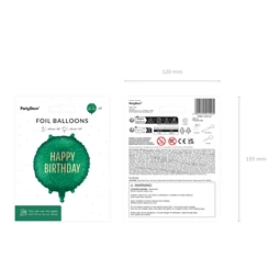 Lufi tábla Boldog születésnapot, 35x35 cm, sötétzöld