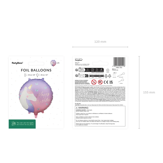 Lufi tablet Boldog születésnapot unikornissal 35x35 cm keverék