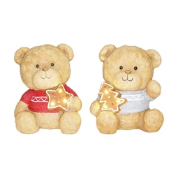 Maci csillaggal, fenyővel LED-es, glitteres 23x20x26 cm 2 féle