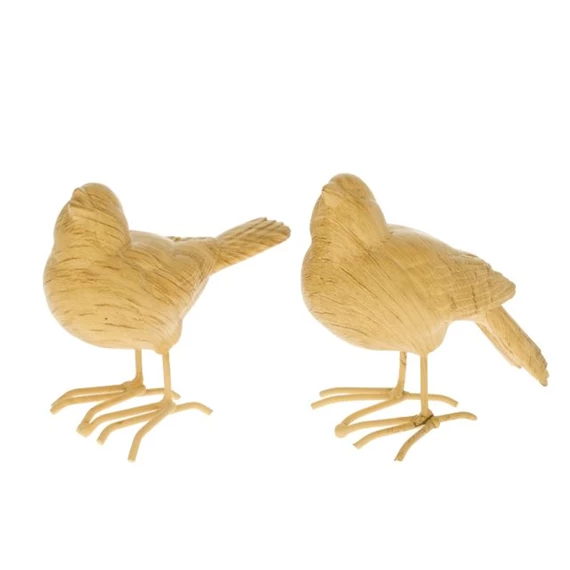 Madár fa mintázattal, fém lábbal 8x5,5x8 cm 2 féle