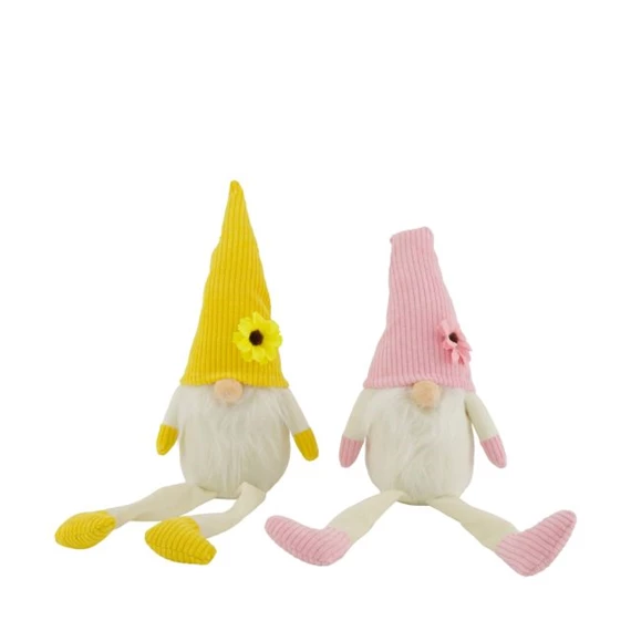 Manó virágos sapkában, lógólábú 11x8x37 cm 2féle