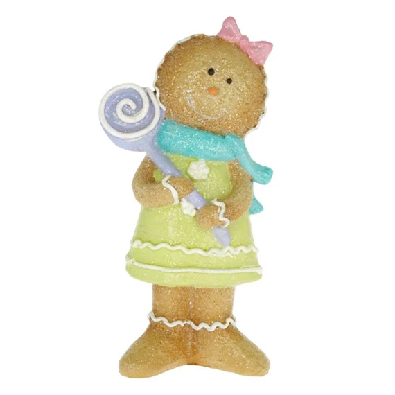 Mézeskalács figura nyalókával, glitteres 10x5,8x19,7 cm