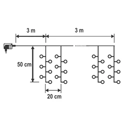 Micro LED-es cluster fényfüggöny, 8 program, 3 m