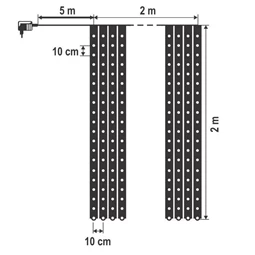 Micro LED-es fényfüggöny, 400 LED, 2x2 m