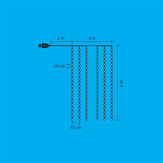 Micro LED-es fényfüggöny, beltéri, 200 LED, 2+3 m